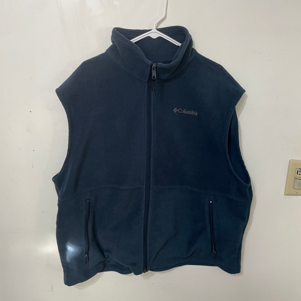Columbia Mens XL Fleece Vest Navy Full Zip Steens Mountain Soft Shell Jacket